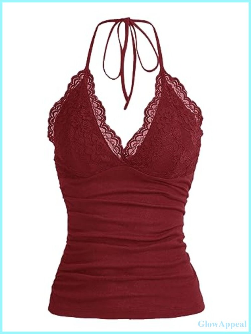 Women's Halter Top Y2K Lace V Neck Ruched Low Cut Sleeveless Camisole Party Wear